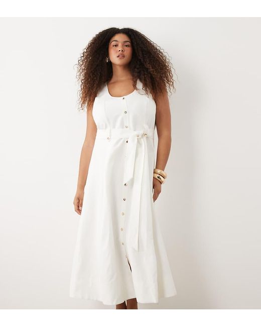 Forever New Purple Button Down Cotton Midi Dress