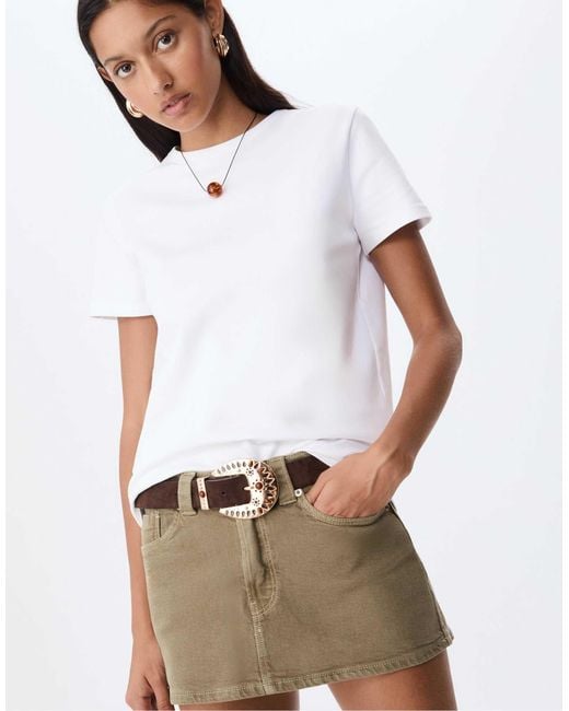 Stradivarius White – weiches basic-t-shirt im regular fit