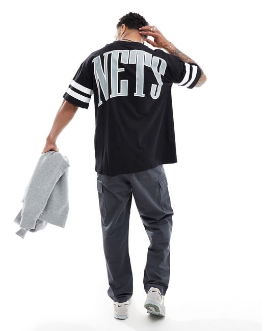 KTZ Black Brooklyn Nets Back Graphic T-shirt for men