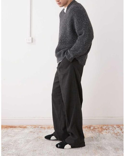 Weekday Black Uno Loose Fit Tailored Trousers for men