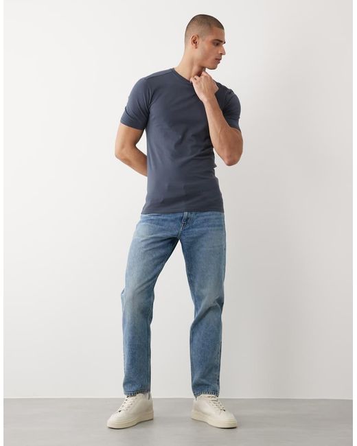 River Island Blue Muscle Fit T-shirt for men