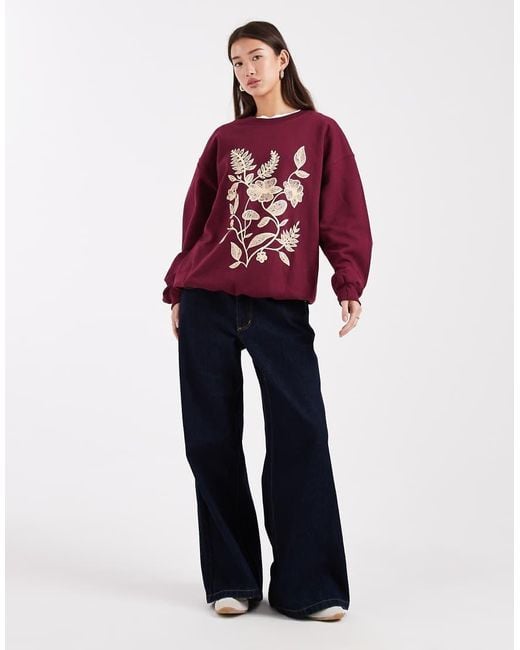 Miss Selfridge Red Floral Graphic Sweatshirt