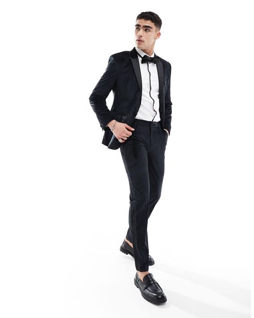 ASOS Black Slim Tuxedo Suit Pants for men