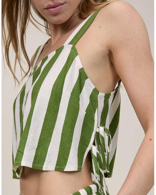 Nobody's Child Petite Green Pillar Linen Mix Tie Side Top
