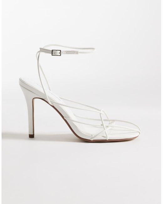 Public Desire White Calico Strappy Heeled Sandals