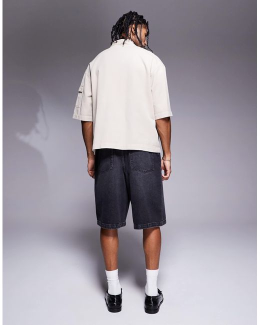 ASOS White Longer Length Denim Jort for men