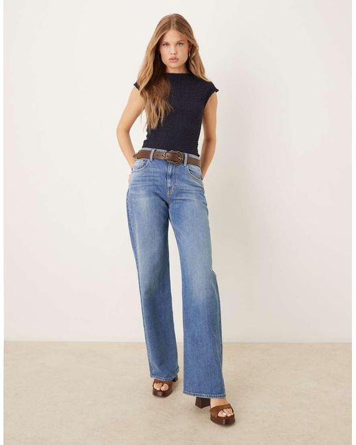 Mango Blue Cap Sleeve Textured Sleeveless Top