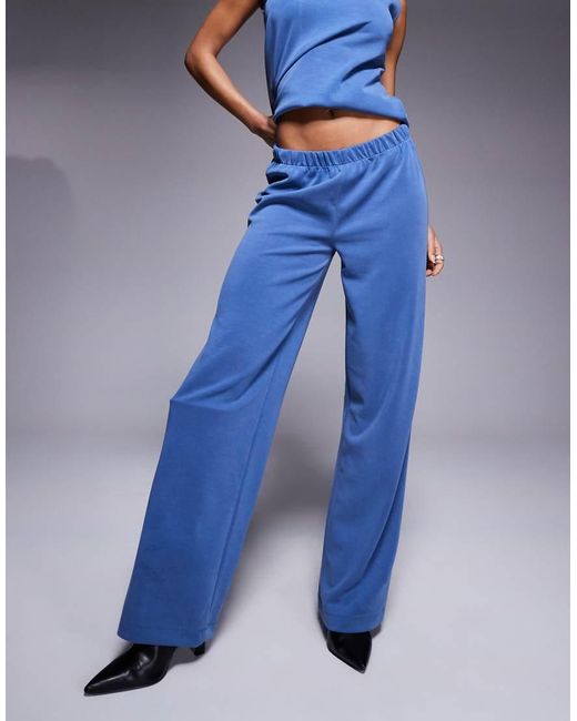 Pantalones Azul Añil De Pernera Ancha De Cupro De (Parte De Un Conjunto) ASOS de color Blue