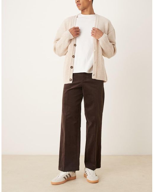 ASOS Green Smart Cotton Rich Wide Leg Corduroy Pants for men