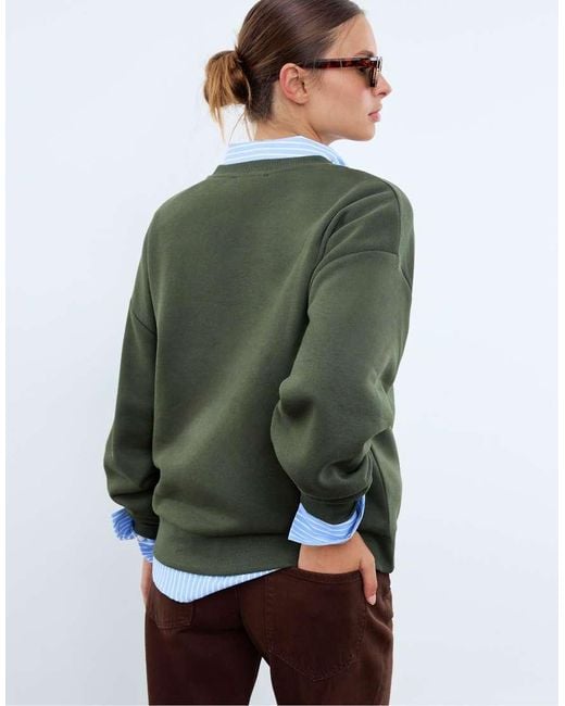 Stradivarius Green Embroidered Dog Sweatshirt