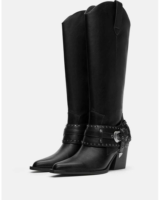 Pull&Bear Cowboylaarzen Met Gesp in het Black