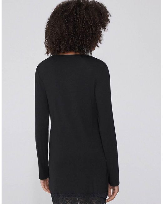 Tezenis Blue Long Sleeve Viscose And Lace Nightgown