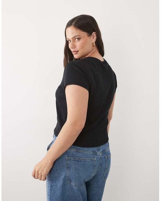 ASOS Black Asos Design Curve Baby Tee With Oahu Exotic Fruit Graphic