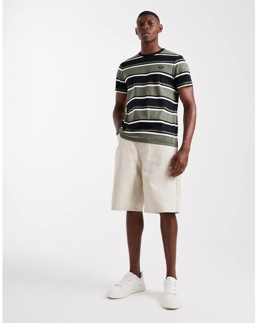 Fred Perry Gray Striped T-shirt for men