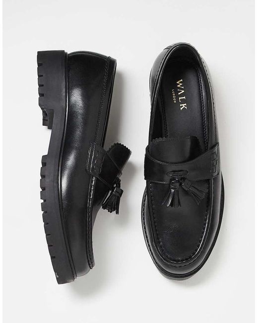 Walk London Black Sean Tassel Loafers for men