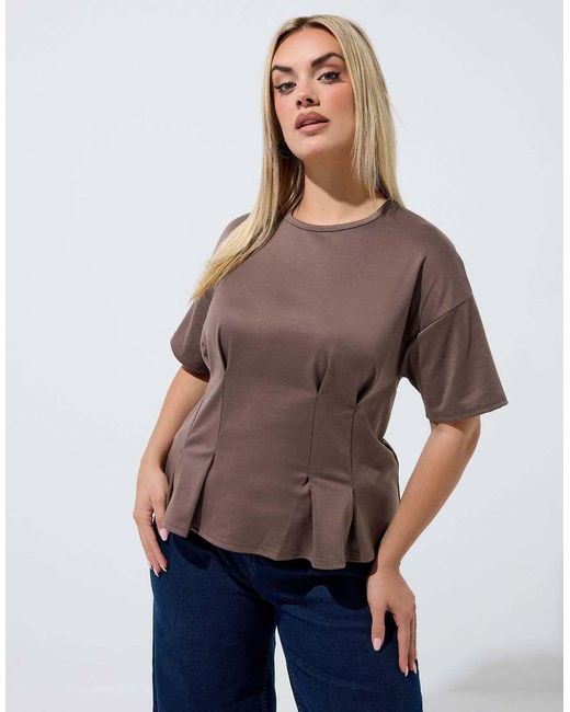 Yours Clothing Blue Cinched Waist T-Shirt