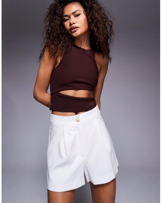 River Island White Linen Tailored Short