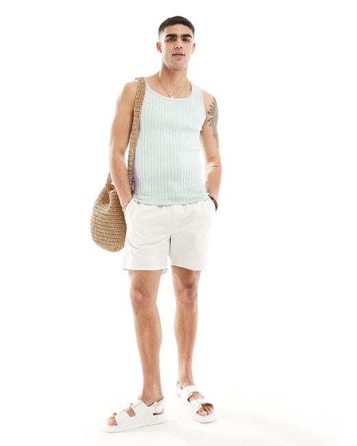 ASOS White Muscle Lightweight Knitted Rib Vest for men