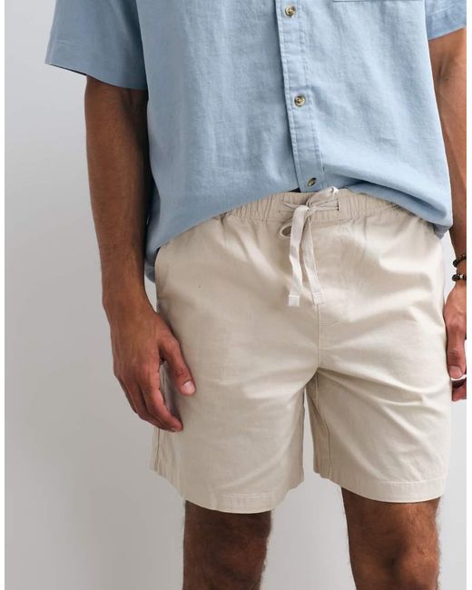 ASOS Black Wide Linen Blend Shorts for men