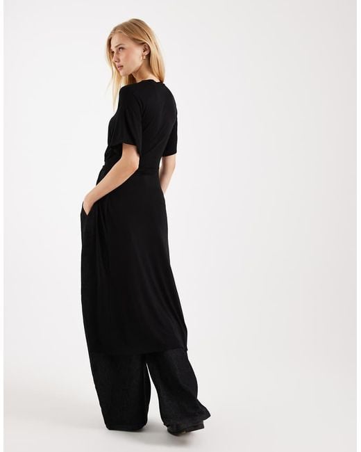 ASOS Black Longline Tunic Top With Twist Detail