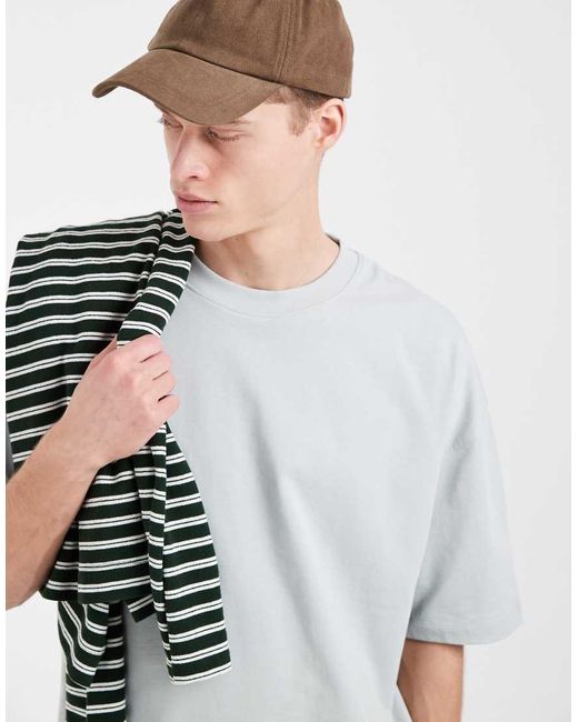 ASOS Gray Heavyweight Oversized Boxy Drop Shoulder T-shirt for men