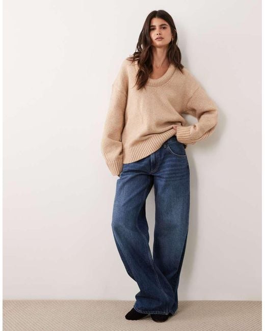ASOS Blue Stuffed Scoop Neck Trim Jumper