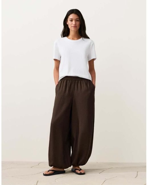Oysho White 100% Linen Bloomer Trousers