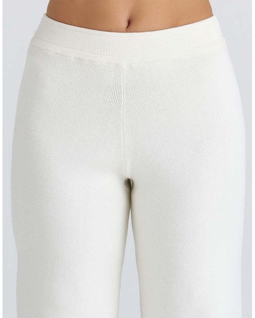 House Of Cb White Andie Ivory Merino Wool Knit Trousers
