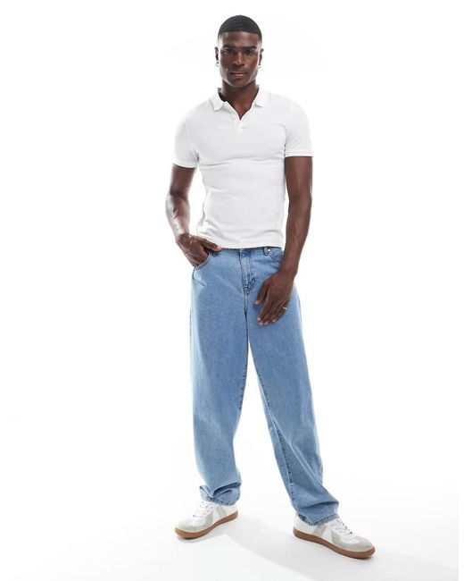ASOS White Essentials Muscle Fit Polo for men