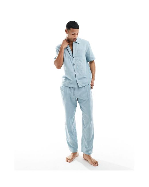 Calvin Klein Blue Pure Textured Sleep Shirt for men