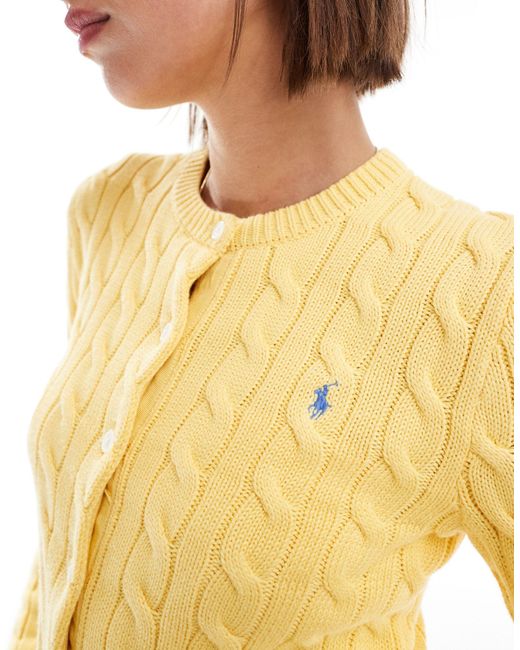 Polo Ralph Lauren Blue Cable Knit Cardigan With Logo