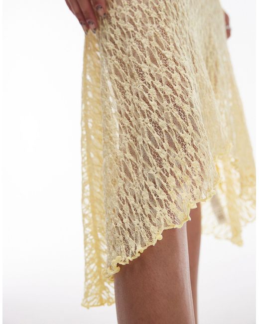 TOPSHOP Natural Jersey Hanky Hem 90s Length Lace Skirt
