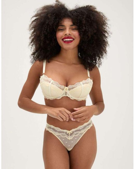 Boux Avenue Brown Faye Spot Mesh Balconette Bra Padded Adjustable Strap