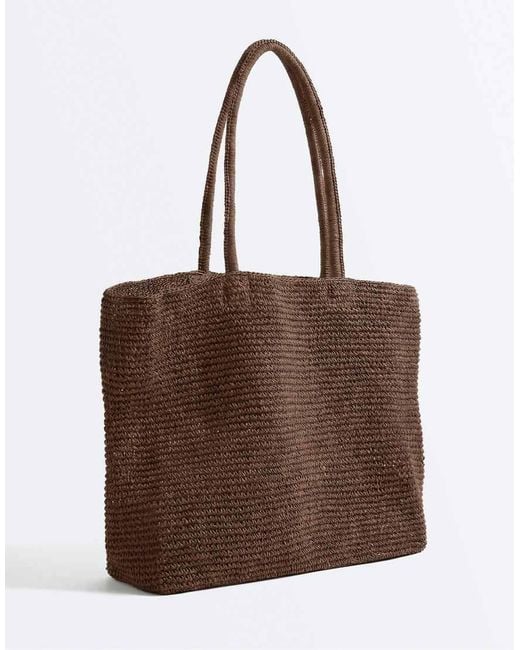 Oysho Brown Woven Paper Shopper