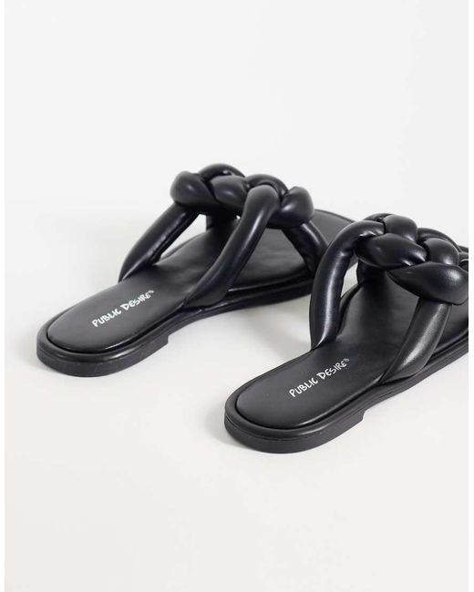Public Desire Black Evelyn Flat Sandals