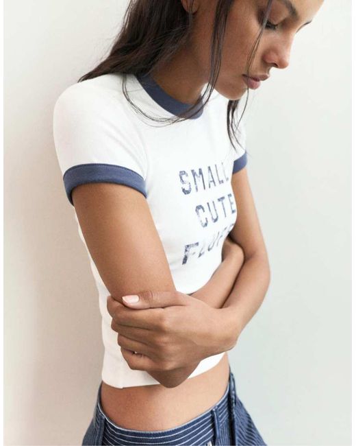 Pull&Bear Blue Lilo & Stitch Slim Fit T-shirt