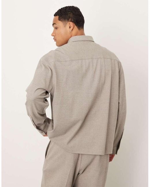 ASOS Natural Oversized Boxy Shirt for men