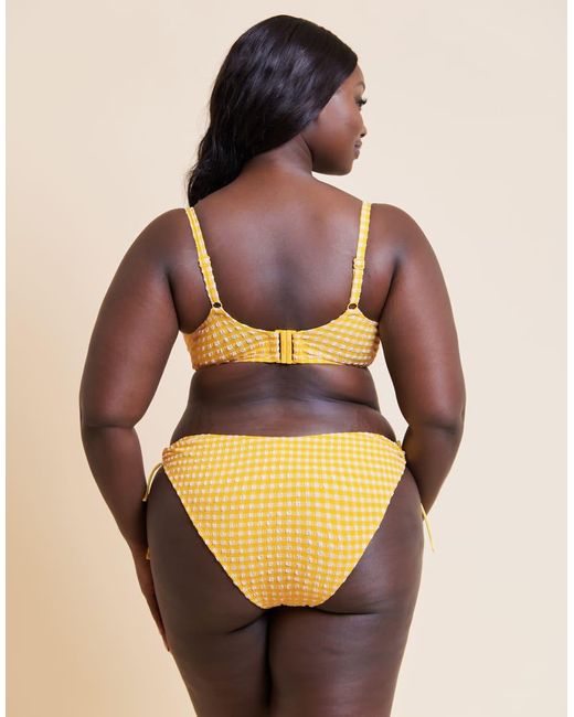 Curvy Kate Yellow Holiday Gingham Scooped Balcony Bikini Top