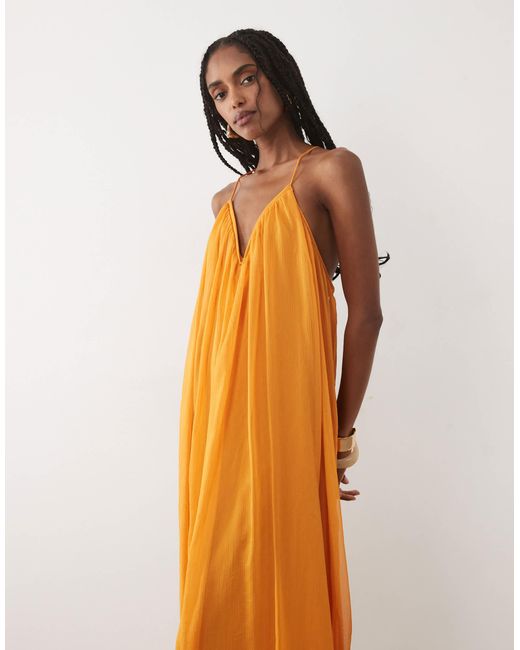 Mango Brown Flowy Maxi Dress
