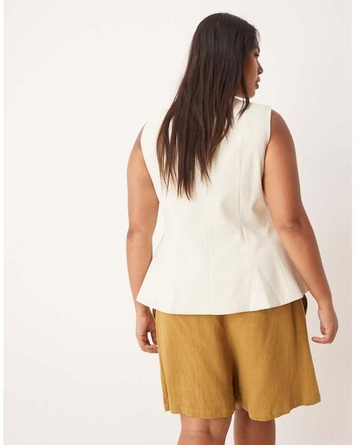 ASOS Natural Asos Design Curve Tailored Peplum Waistcoat