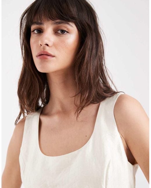 Aware White Sleeveless Scoop Neck Mini Dress Co-ord