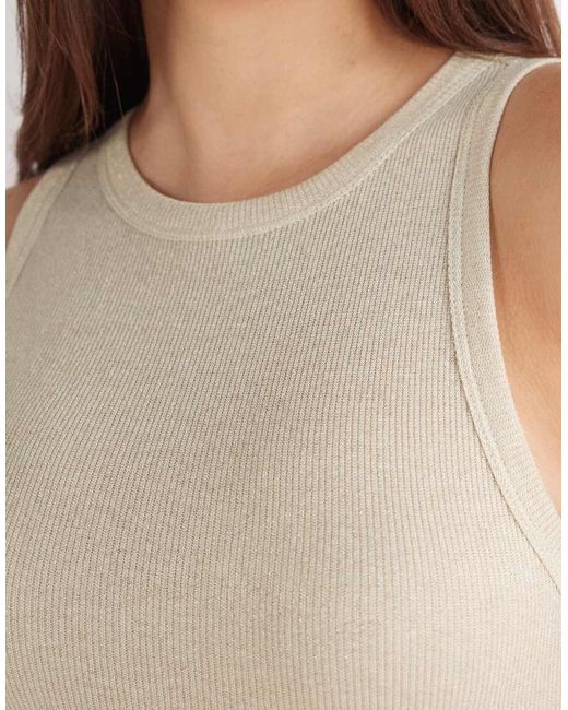 Intimissimi Natural Ribbed Lamé Cotton Vest Top