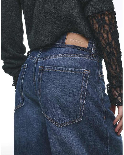 Pull&Bear Blue baggy Jeans With Drawstring
