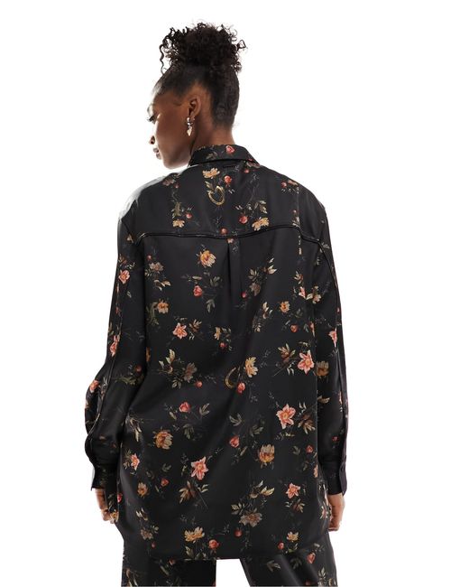Louisa tanana - chemise en satin à fleurs AllSaints en coloris Black
