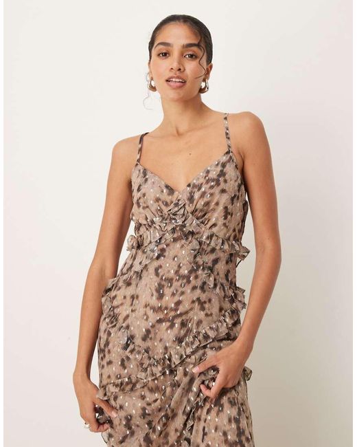 ANAYA Orange Leopard Print Strappy Cross Back Maxi Dress