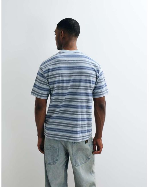 Vans Blue Stripe Ringer Loose Short Sleeve Knit for men