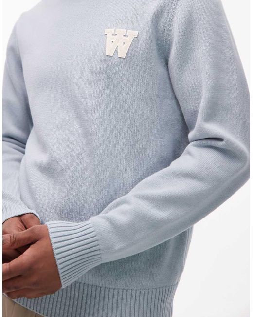 DOUBLE A by WOOD WOOD Blue Tay Lambswool Jumper for men