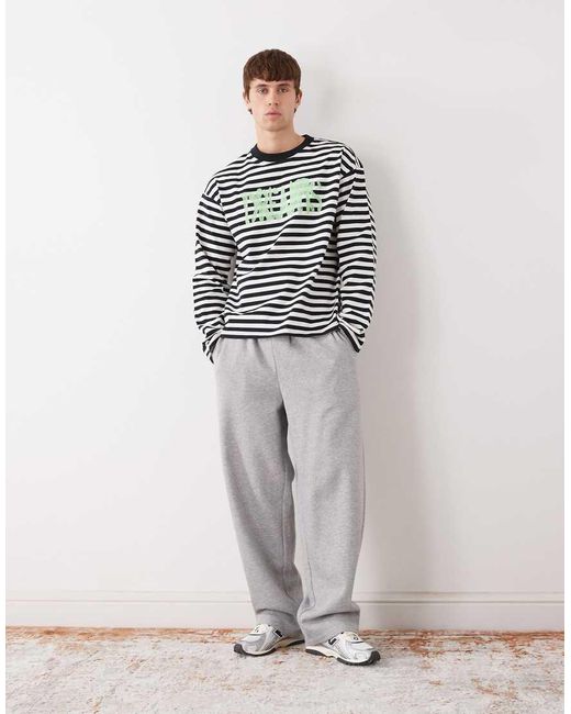 Weekday Gray Boxy Oversized Fit Long Sleeve Graphic T-shirt for men