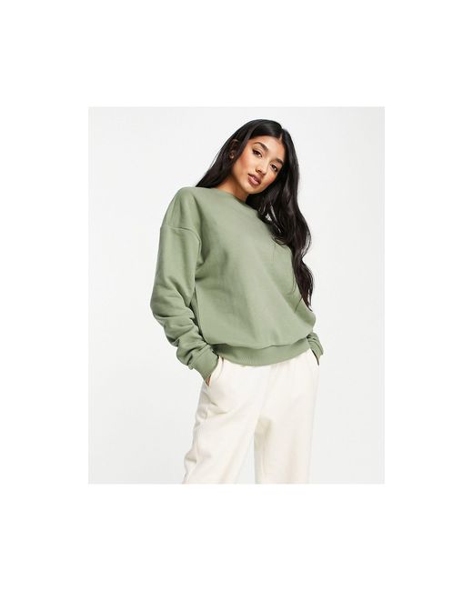 Chelsea Peers Cotton Oversized Sweat With Woven Logo Tab in Green | Lyst