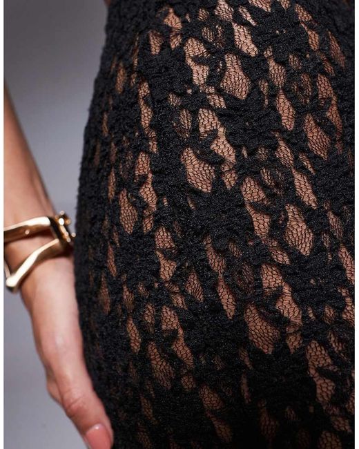 Leggings Cortos Negros Entallados De Encaje De ASOS de color Gray